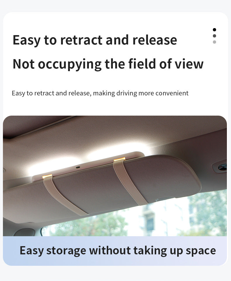 White double button Car Sun Visor Makeup Mirror with LED Light - Tri-Color, Touch Control