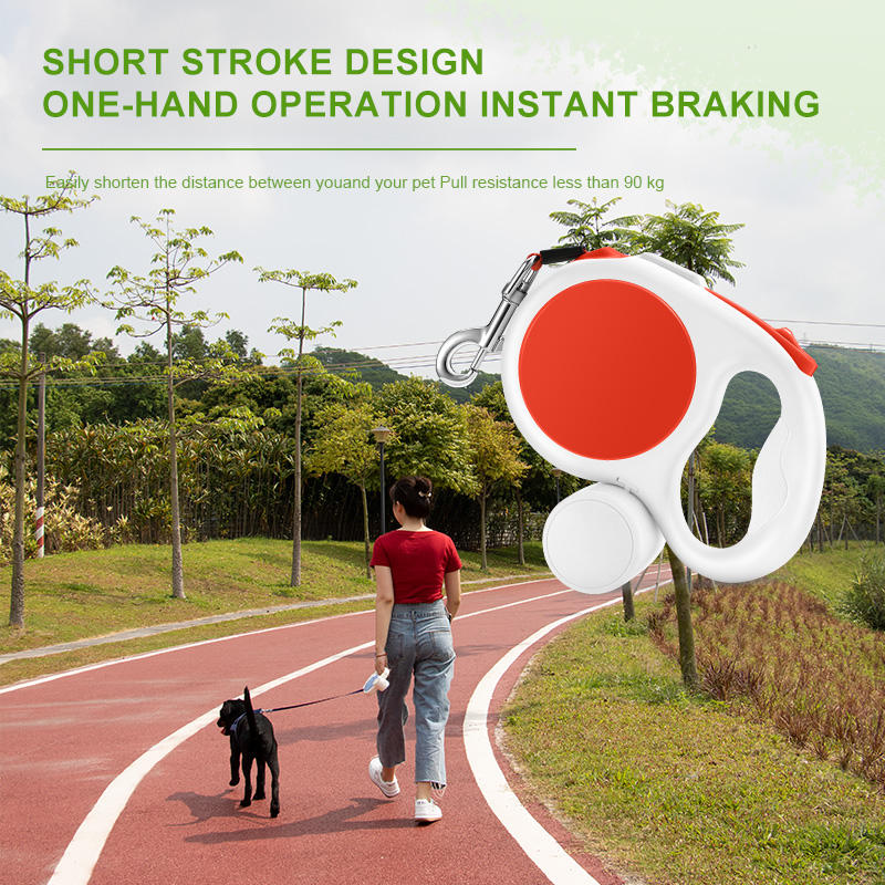 White 5M Retractable Dog Leash - With Small Box, Suitable For Small And Medium Dogs