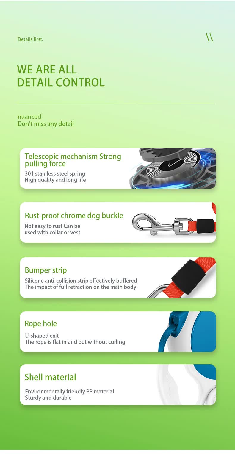 White 5M Retractable Dog Leash - With Small Box, Suitable For Small And Medium Dogs