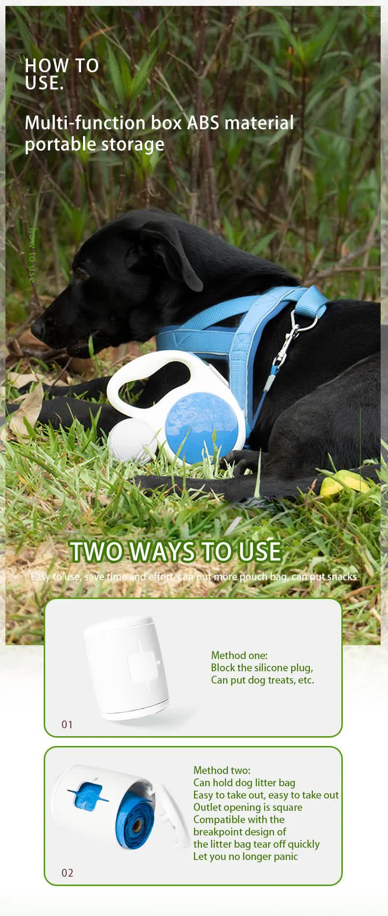 Dark blue 5M Retractable Dog Leash - With Small Box, Suitable For Small And Medium Dogs