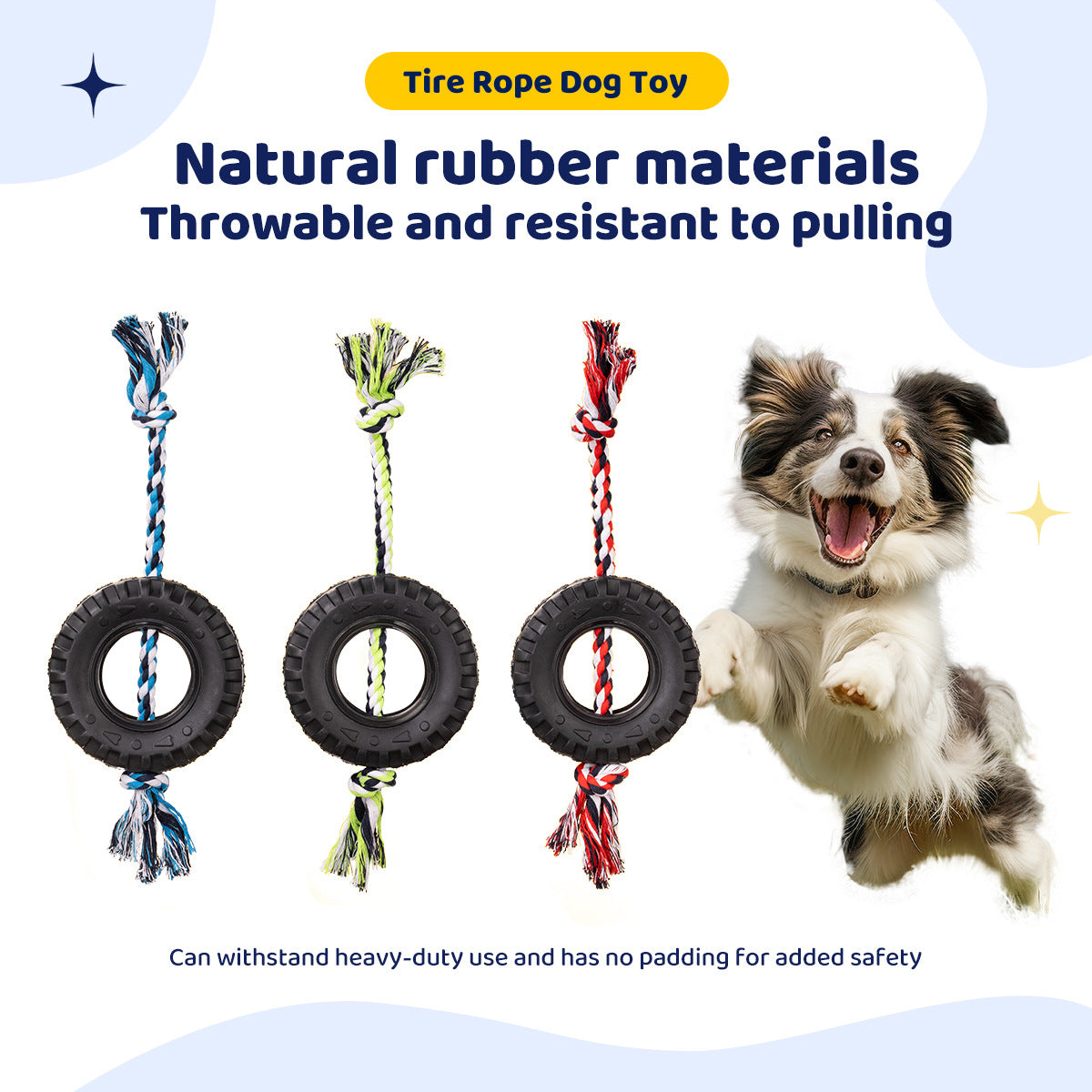 Blue Interactive Tire Rope Dog Toy - Heavy Duty Chew Toy for Dental Health & Play