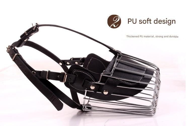 Black Metal Basket Dog Muzzle - Anti-Bite & Anti-Barking - L