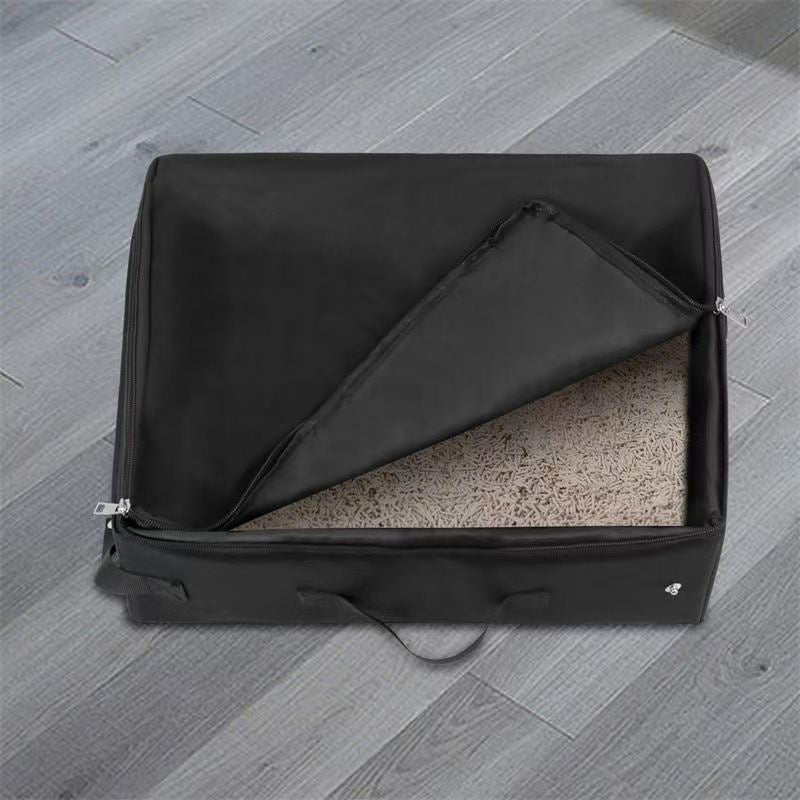 Black Portable Foldable Cat Litter Box - Waterproof Travel Litter Pan for Cats