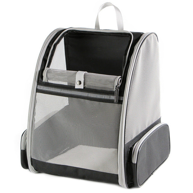 Black Foldable Pet Carrier Backpack - Breathable Mesh Travel Bag for Cats & Small Dogs