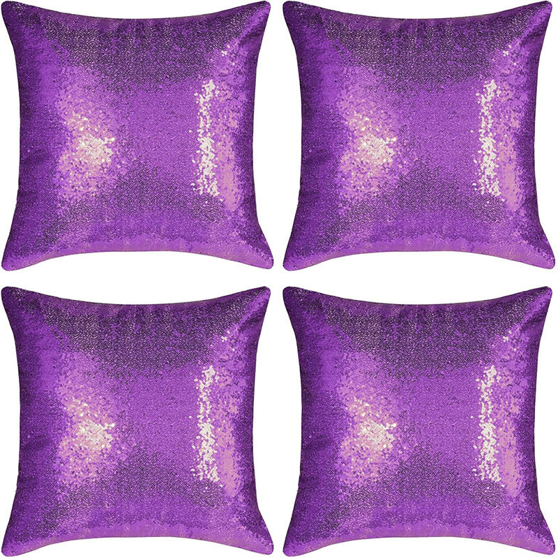 Shiny Sequin Pillowcase - Single-sided gorgeous pillowcase  (Purple pair: 45x45cm)