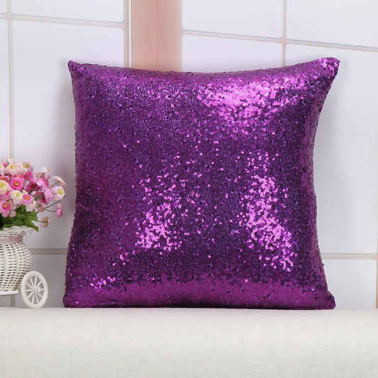 Shiny Sequin Pillowcase - Single-sided gorgeous pillowcase  (Purple pair: 40x40cm)