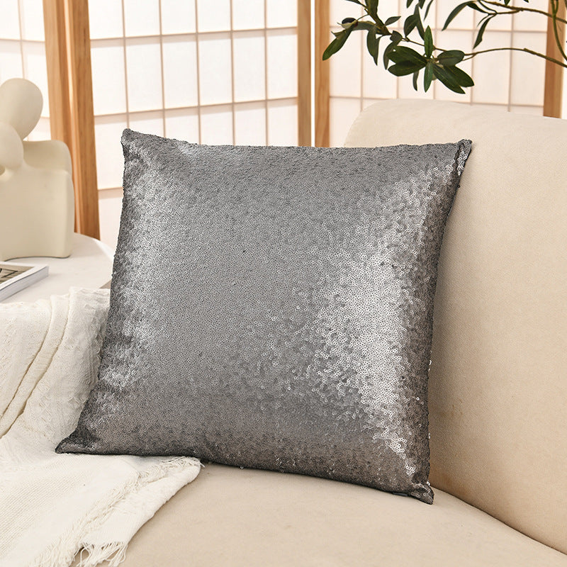 Shiny Sequin Pillowcase - Single-sided gorgeous pillowcase  (Gray pair: 40x40cm)