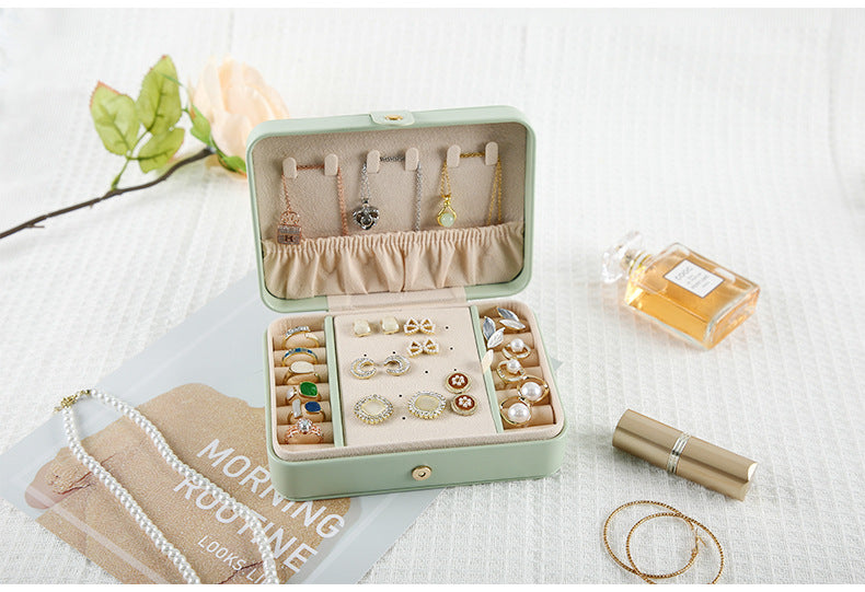 Pink Elegant Quilted PU Leather Jewelry Box - Portable Organizer for Travel & Home