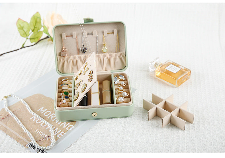 Pink Elegant Quilted PU Leather Jewelry Box - Portable Organizer for Travel & Home