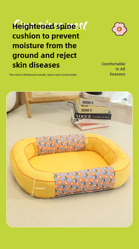 Size M Blue Cozy Pet Bed for Small Dogs and Cats - Durable & Chew-Resistant Nest for All Seasons