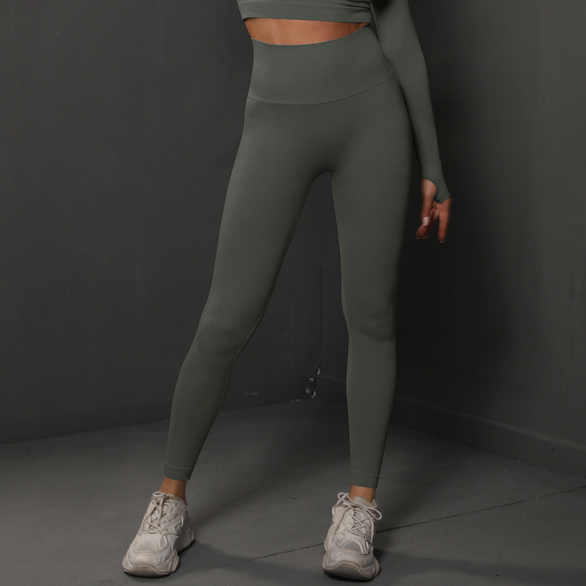 Size L Dark Grey Seamless High-Waisted Yoga Pants for Women - Lift Workout Leggings for Running, Gym, and Fitness