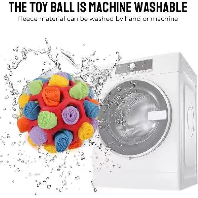 Purple Ball And Colorful Strips Of Fabric Interactive Pet Snuffle Ball - Treat-Dispensing Toy for Dogs and Cats, 20 cm TPR and Felt Fabric for Mental Stimulation