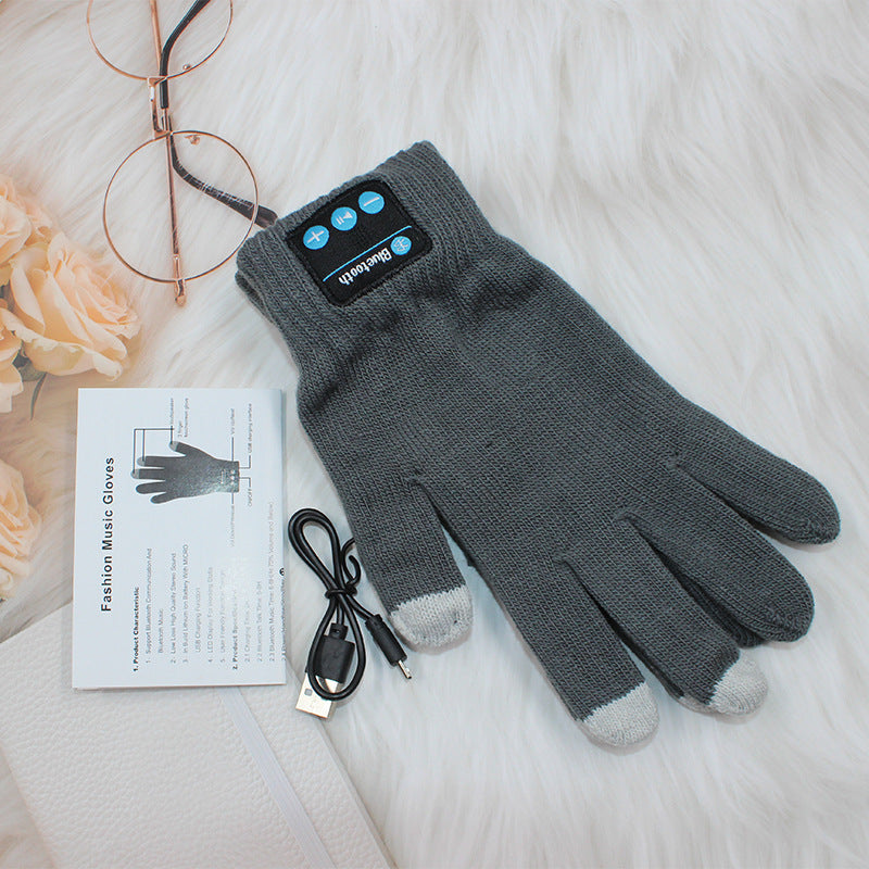 Grey Bluetooth Touchscreen Winter Gloves - Warm, Thickened, and Hands-Free for Calls and Music, Perfect for Cycling