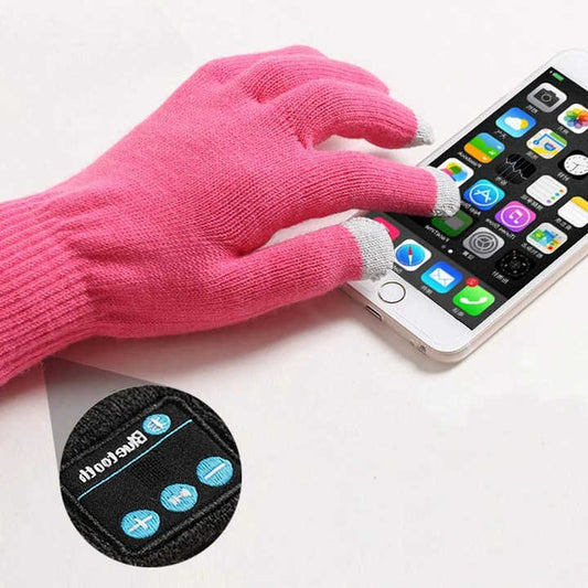 Pink Bluetooth Touchscreen Winter Gloves - Warm, Thickened, and Hands-Free for Calls and Music, Perfect for Cycling