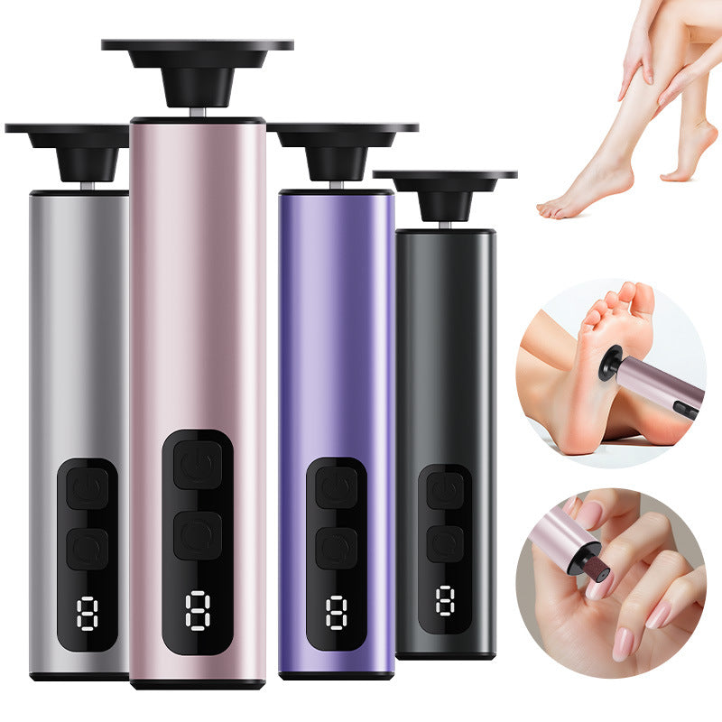 Grey Rechargeable Electric Foot File with 9 Speed Settings - Callus Remover for Smooth Feet