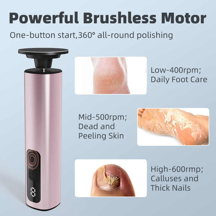 Black Rechargeable Electric Foot File with 9 Speed Settings - Callus Remover for Smooth Feet