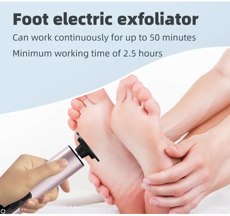Purple Rechargeable Electric Foot File with 9 Speed Settings - Callus Remover for Smooth Feet