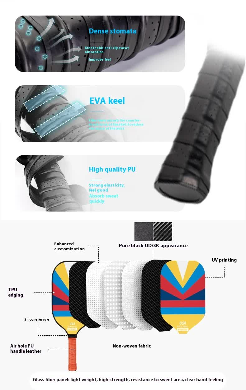 Style 2 Colorful  Geometric Patterns Fiberglass Pickleball Paddle Set - 2 Paddles, 4 Balls, and Portable Carry Bag for Outdoor Play