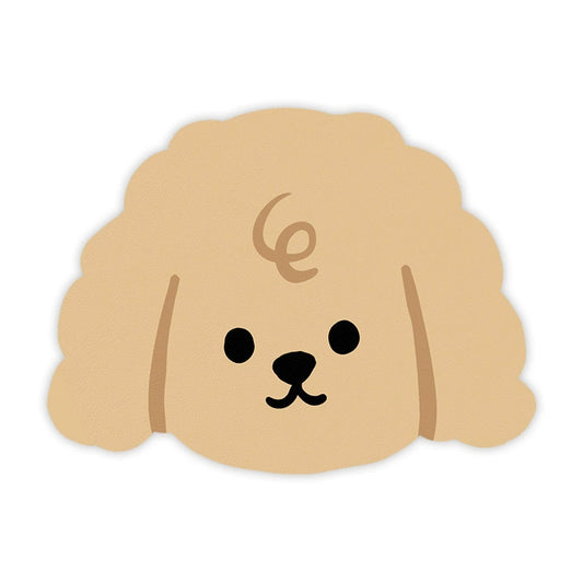 2 Pcs Style 4 Khaki Puppy pattern Cartoon Pet Feeding Mat for Cats & Dogs - Absorbent Diatom Mud Splash-Proof Mat, Easy to Clean