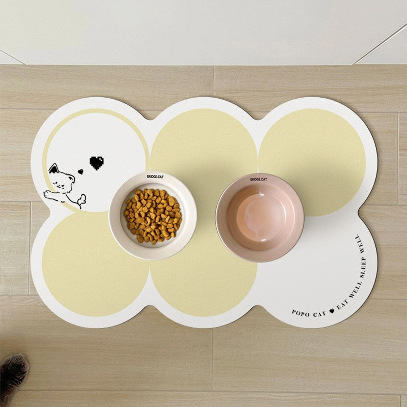 Style 1 White And Yellow Absorbent Diatomaceous Earth Pet Feeding Mat - Non-Slip & Quick Dry Placemat (50x80cm)