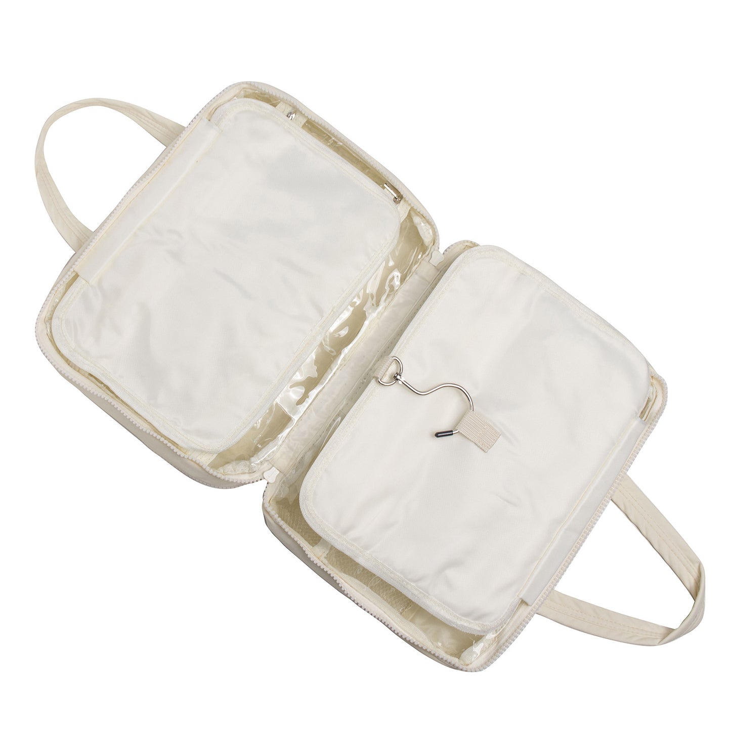 Size L Beige Quilted Hanging Toiletry Bag with Jewelry Organizer - Travel Cosmetic Case(31*12*23)