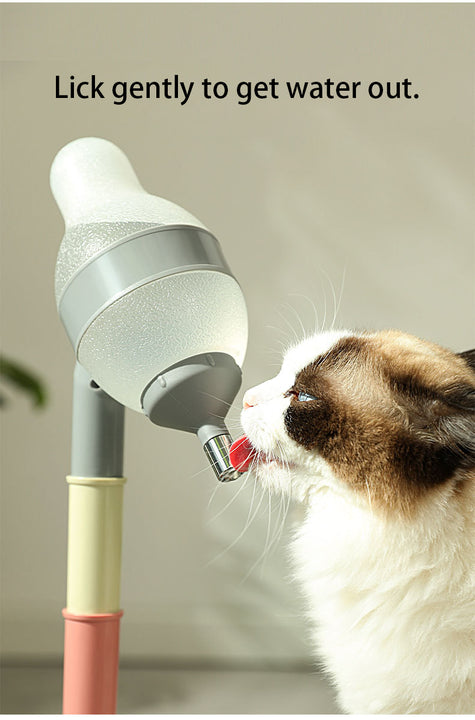 Pink Base Adjustable Height Pet Water Dispenser with Food Bowl Base - Non-Drip Bottle Feeder Station for Dogs & Cats