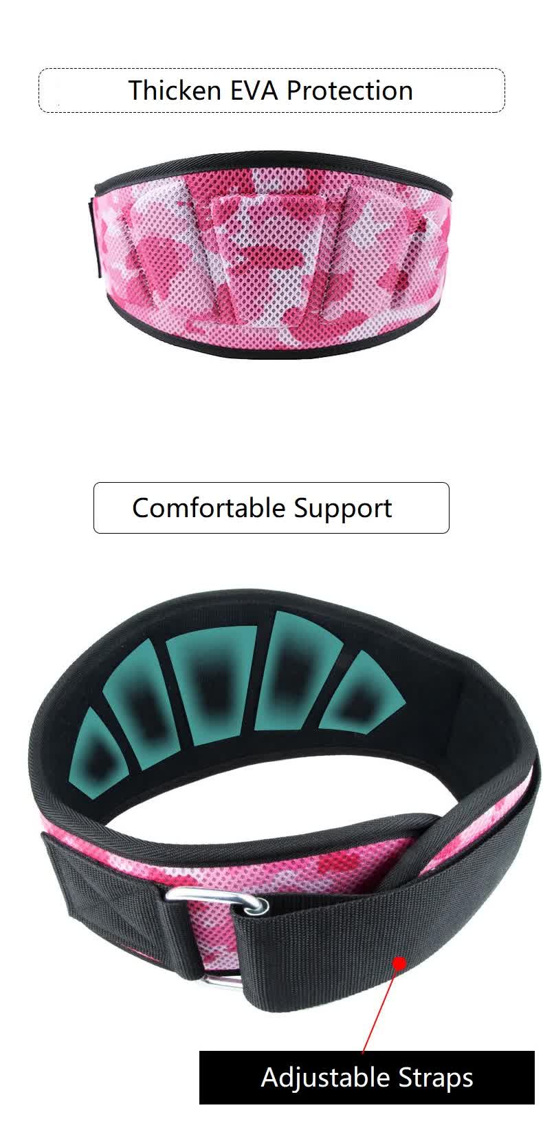 Size XL Pink Camouflage Camo Weightlifting Belt - EVA Nylon Gym Belt for Squats, Deadlifts & Lumbar Support