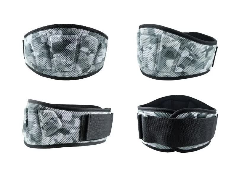 Size L Grey Camouflage Camo Weightlifting Belt - EVA Nylon Gym Belt for Squats, Deadlifts & Lumbar Support