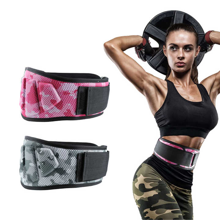 Size S Grey Camouflage Camo Weightlifting Belt - EVA Nylon Gym Belt for Squats, Deadlifts & Lumbar Support
