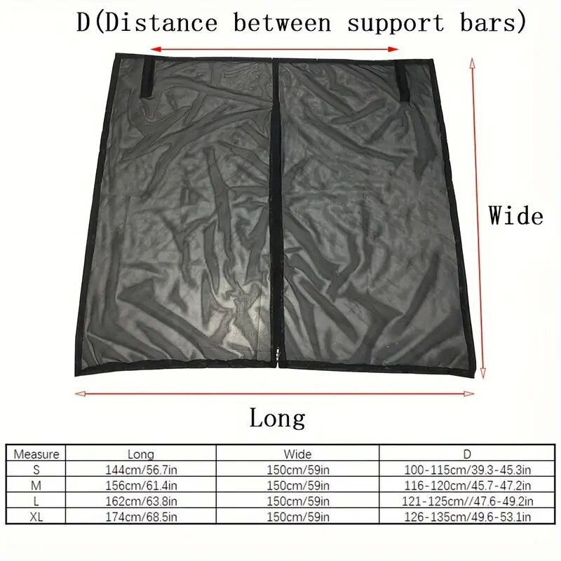 Size S Black Tailgate Mosquito Net Screen - Magnetic Bug Protection for Boot Opening
