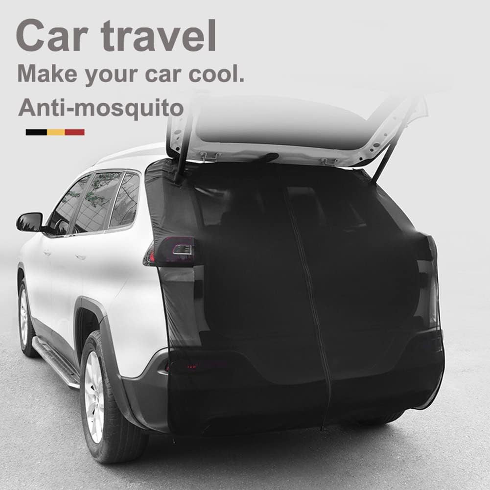 Size XL Black Tailgate Mosquito Net Screen - Magnetic Bug Protection for Boot Opening