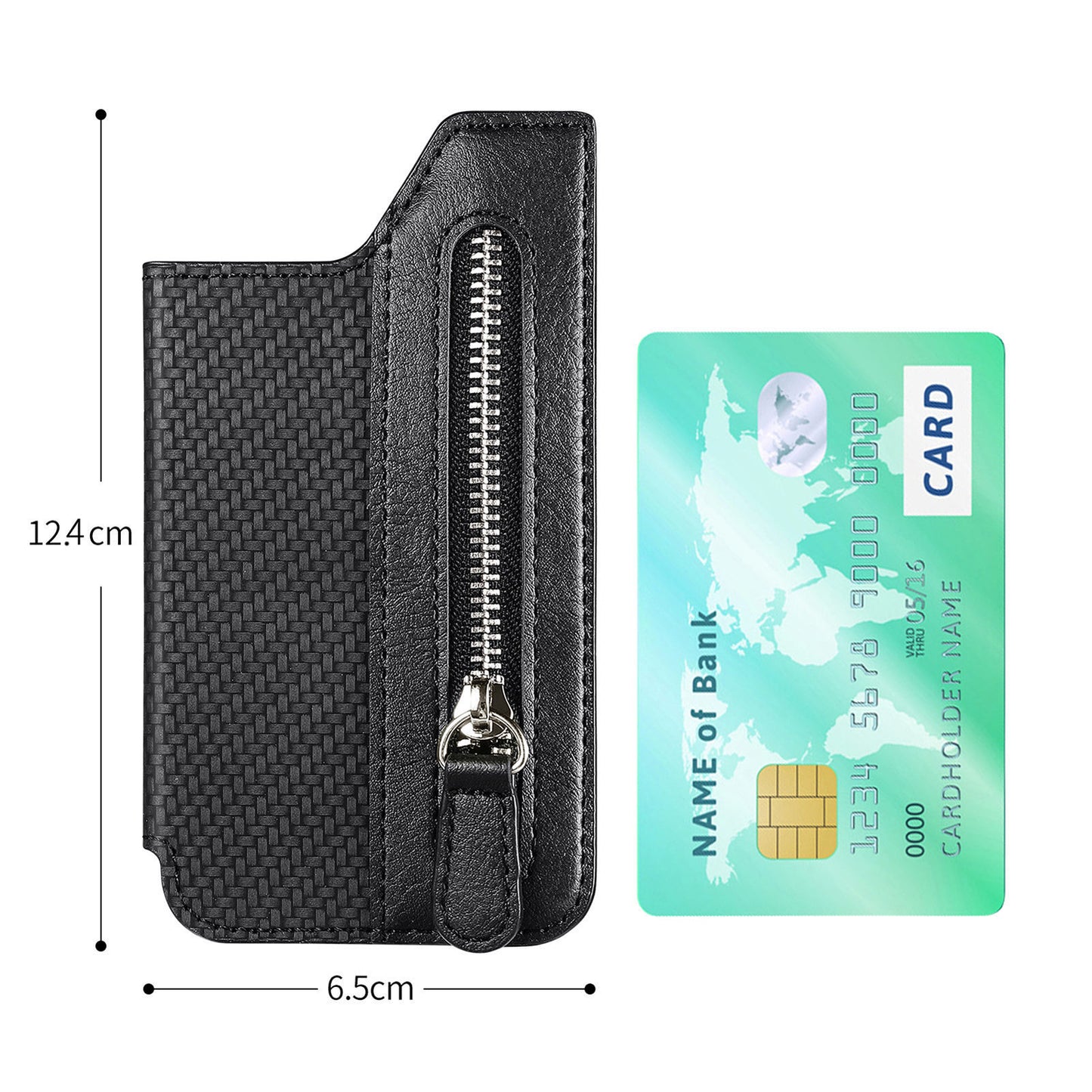 2 Pcs Brown Multifunction Stick-On Phone Wallet - PU Leather Card Holder with Zipper & Flip Cover