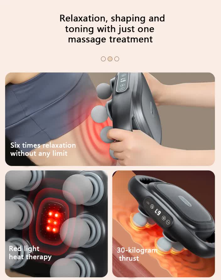 White Advanced 6-Head Percussion Massager with Heat - Rechargeable Deep Tissue Muscle Relief Gun