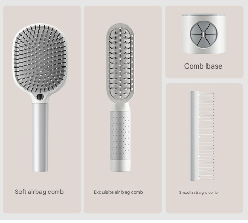 Red 4-Piece Set Women's Air Cushion Comb for Long Hair Anti-Static Detangling Massage Scalp Comb Portable Fluffy Styling Brush