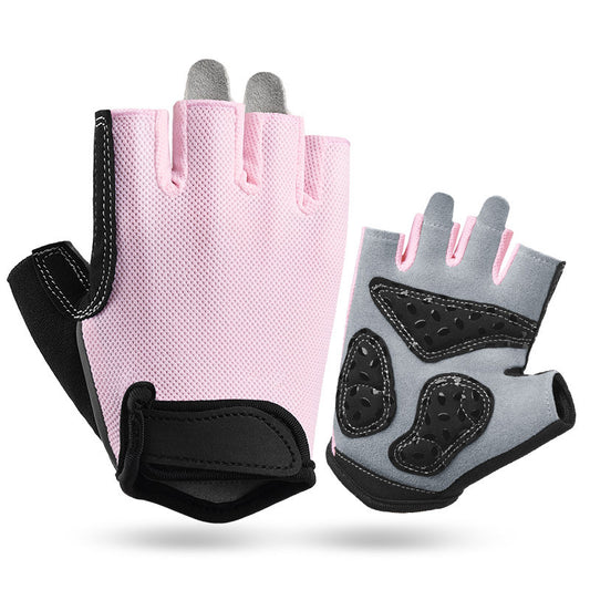 S Pink Women's Summer Cycling Gloves - Breathable Half-Finger Non-Slip Fitness Training Gloves for Weightlifting