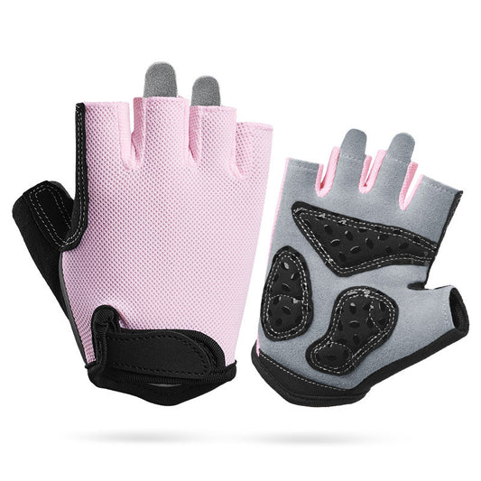 S Pink Children's Summer Cycling Gloves - Breathable Half-Finger Non-Slip Fitness Training Gloves for Weightlifting