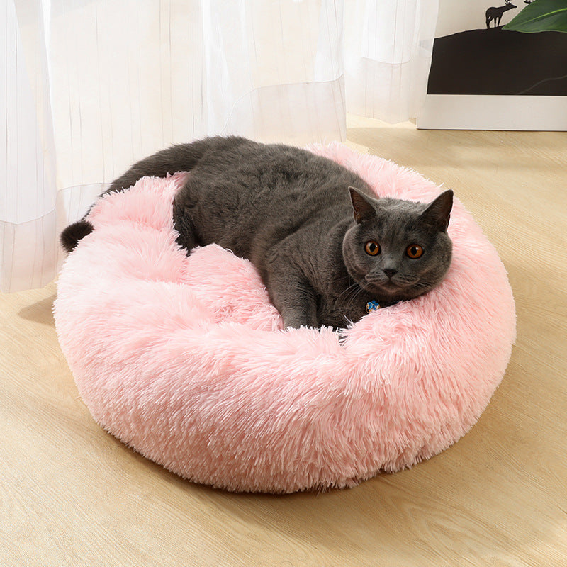 Dark Coffee 50cm Cozy Round Pet Bed - Plush Cat & Dog Bed with Non-Slip Base, Machine Washable