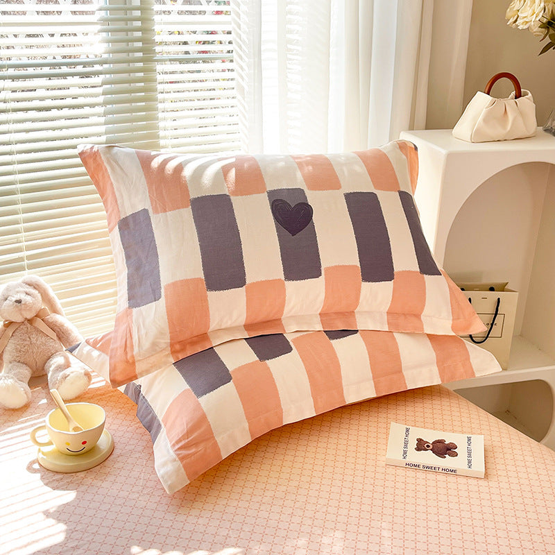 Orange Stripes 100% Cotton Pillowcase Set (Pack of 2) - Breathable Standard Size 48x74cm Pure Cotton Pillow Covers