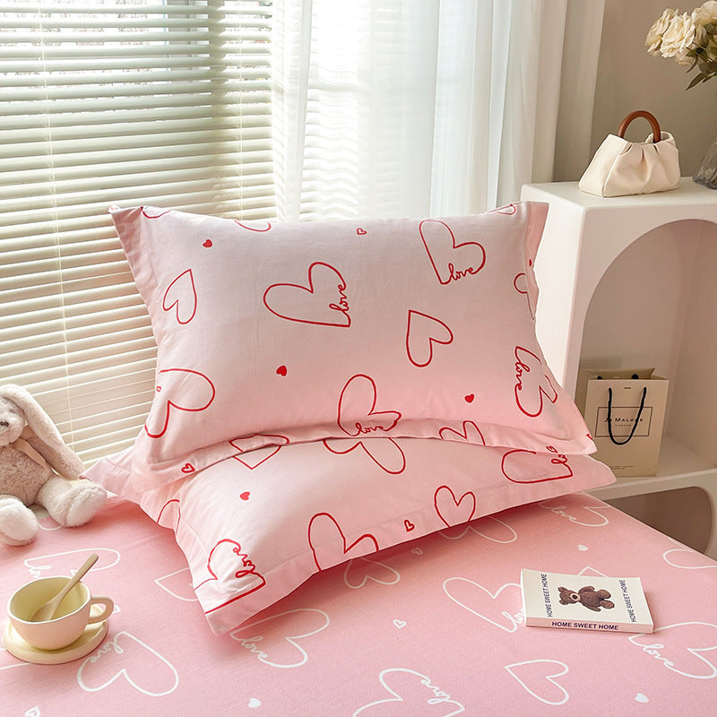 Pink Heart 100% Cotton Pillowcase Set (Pack of 2) - Breathable Standard Size 48x74cm Pure Cotton Pillow Covers