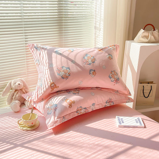 Yu Beauty - Pink 100% Cotton Pillowcase Set (Pack of 2) - Breathable Standard Size 48x74cm Pure Cotton Pillow Covers