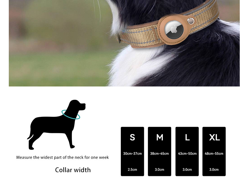 S Black Secure Nylon Dog Collar with Built-in Apple AirTag (not included) Holder Case - Pet Tracker Accessory