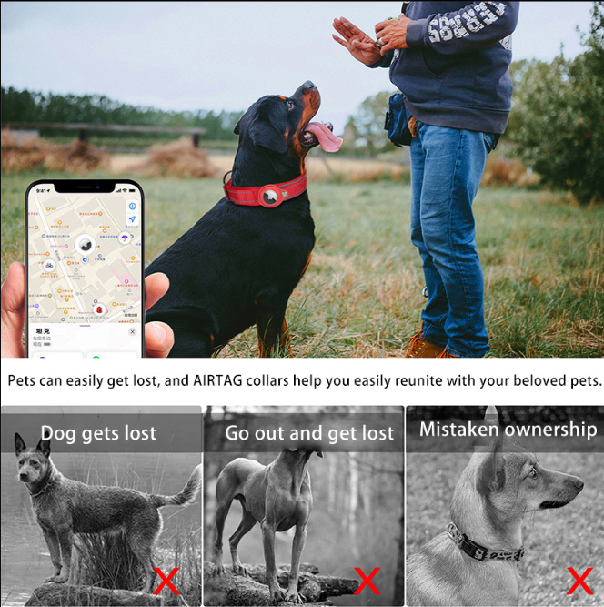 L Khaki Secure Nylon Dog Collar with Built-in Apple AirTag (not included) Holder Case - Pet Tracker Accessory