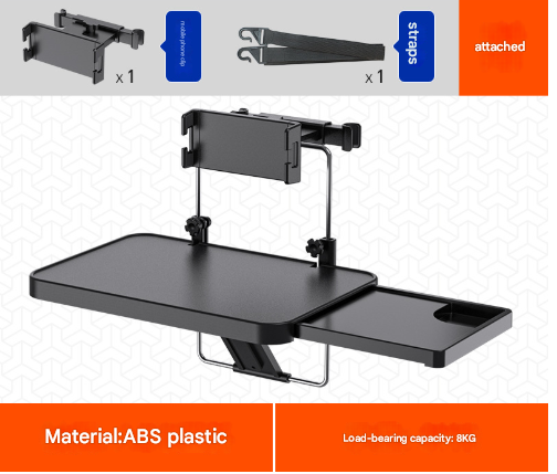 Load Capacity 8kg Multi-Function Car Steering Wheel & Seat Back Tray - Foldable Desk with Drink Holder