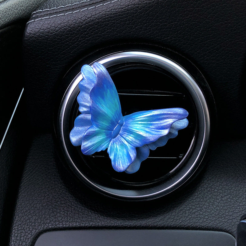 Starry Sky Blue Butterfly Set of 3 Butterfly Car Air Vent Clips - Decorative Scent Diffuser Ornaments