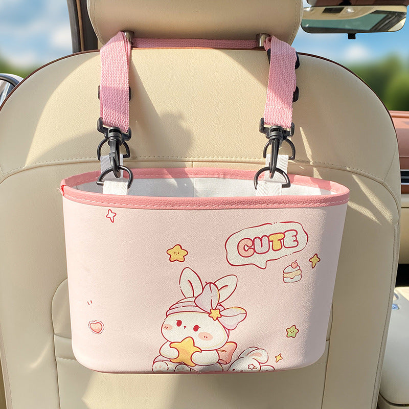Adorable Bunny with bow Car Trash Holder - Keeps Your Car Tidy