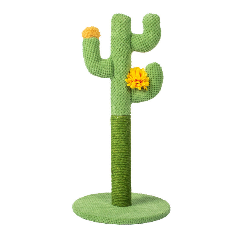 Cactus-Shaped Cat Scratching Post with Sisal Rope and Plush Chenille - Green