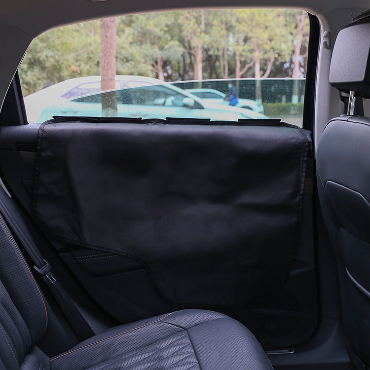 Pet Car Door Protector with Storage Pocket  - 77x64cm Black