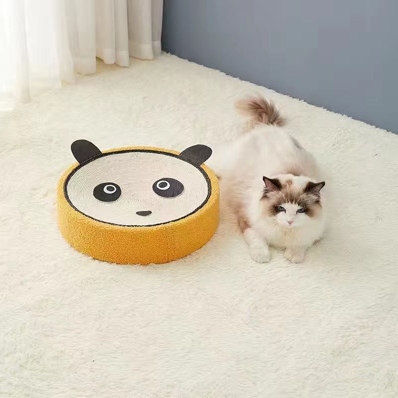 Adorable Cloth wrapped orange Cat Scratching Post and Lounger - 41cm Cat Claw Proof Basin