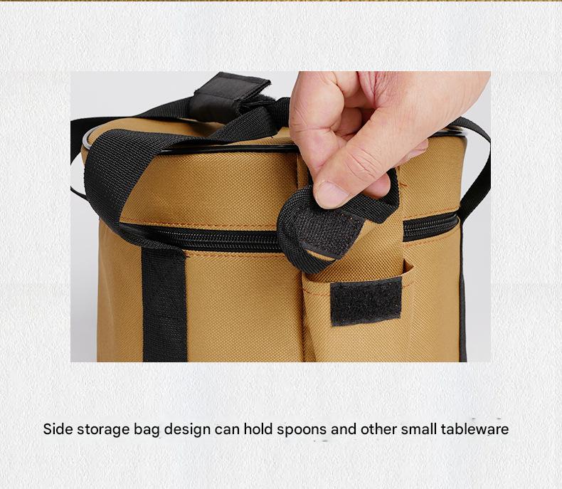 Portable Outdoor Kitchen Utensil Organizer,Waterproof Camping Cookware Storage Bag, Khaki-Size L