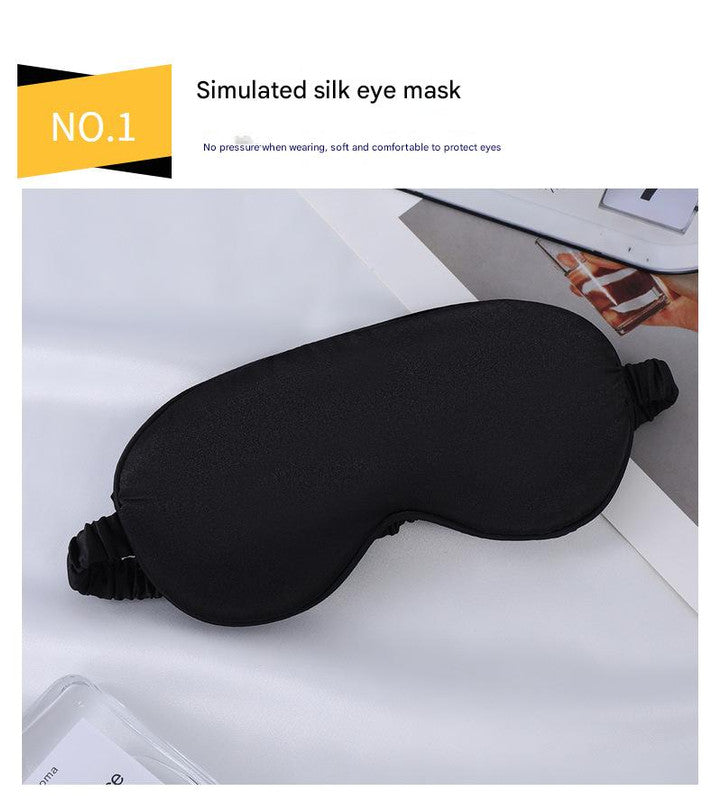 Luxury Satin Sleep Mask Gift Set,4-Piece with Pillowcase and Hair Accessories(Black)